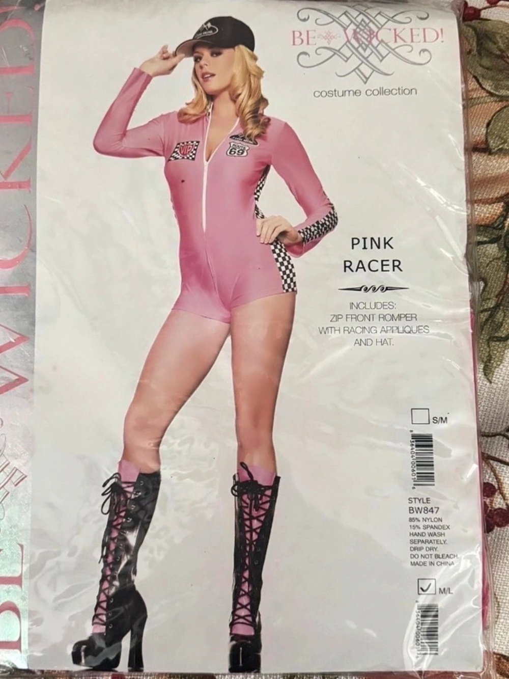 Be Wicked Pink Racer Romper Pink & Black Small/Medium
